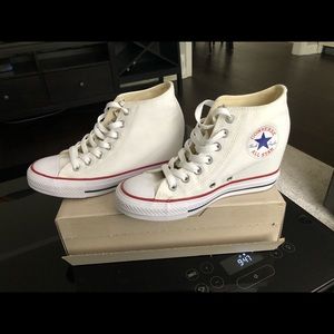 White converse wedge high tops - size 7